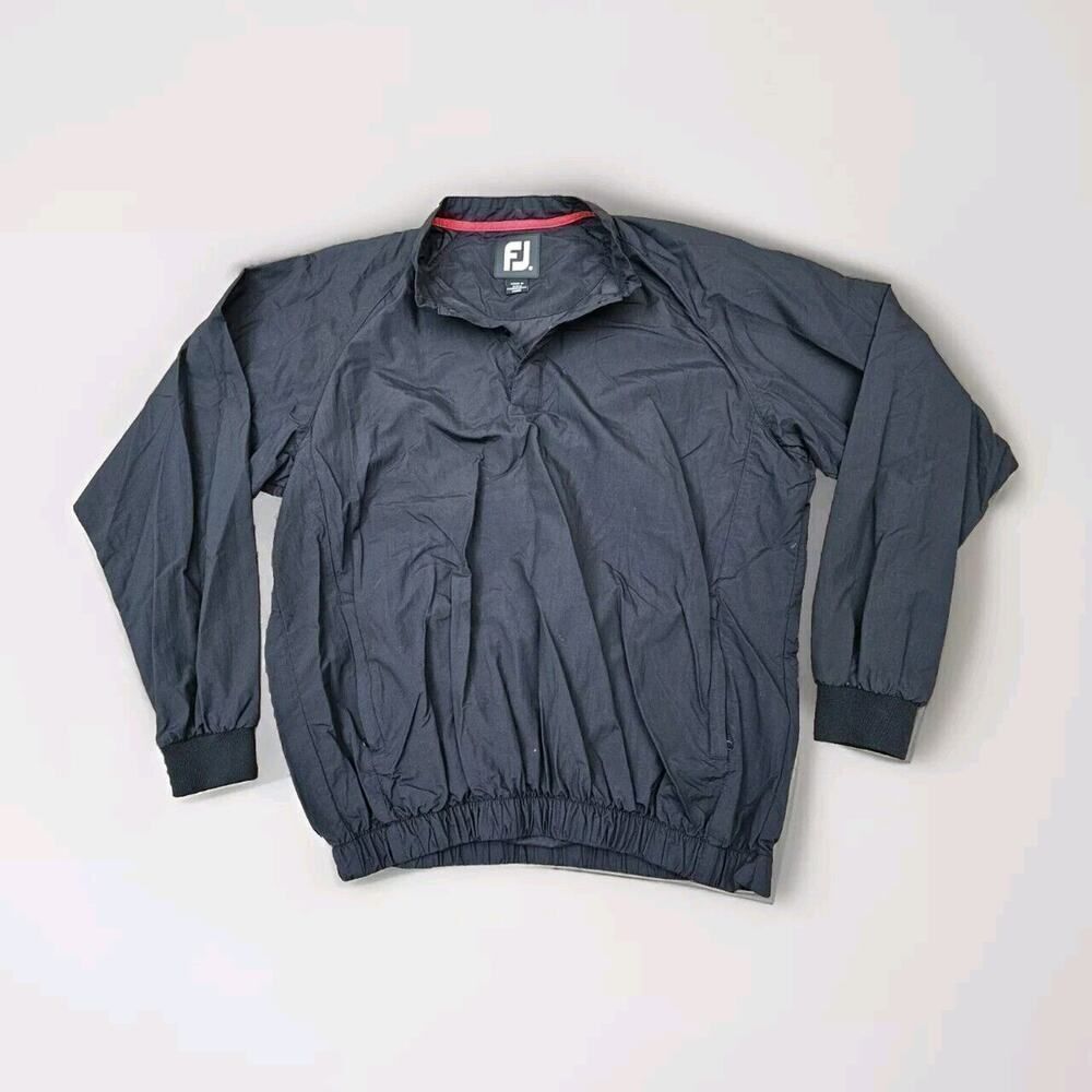 FooTjoy 1/4 Snap Button Golf Club Wind Stopper Lined Sweater Black Mens Medium
